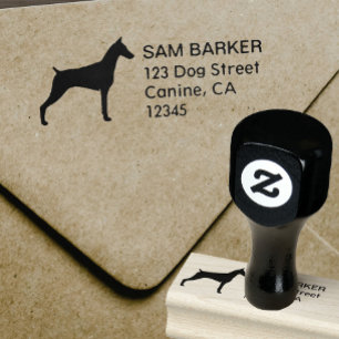 Tampons Encreurs Doberman Pinscher Silhouette Adresse de retour