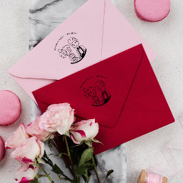 Tampons Encreurs Doodle mignon à couple blanc | Mariage de monogram