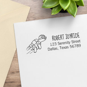 Tampons Encreurs Drôle Cartoon Jetpack Turtle Adresse