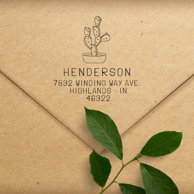 Tampons Encreurs Écriture moderne Cactus Family Adresse de retour (Créateur téléchargé)