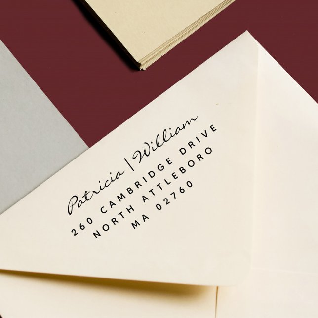 Tampons Encreurs Elegan Script Deux Noms Adresse de retour simple (Créateur téléchargé)