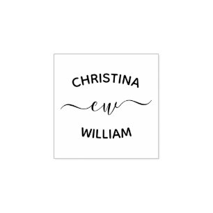 Tampons Encreurs Élégant Couples Nom Initiales Mariage