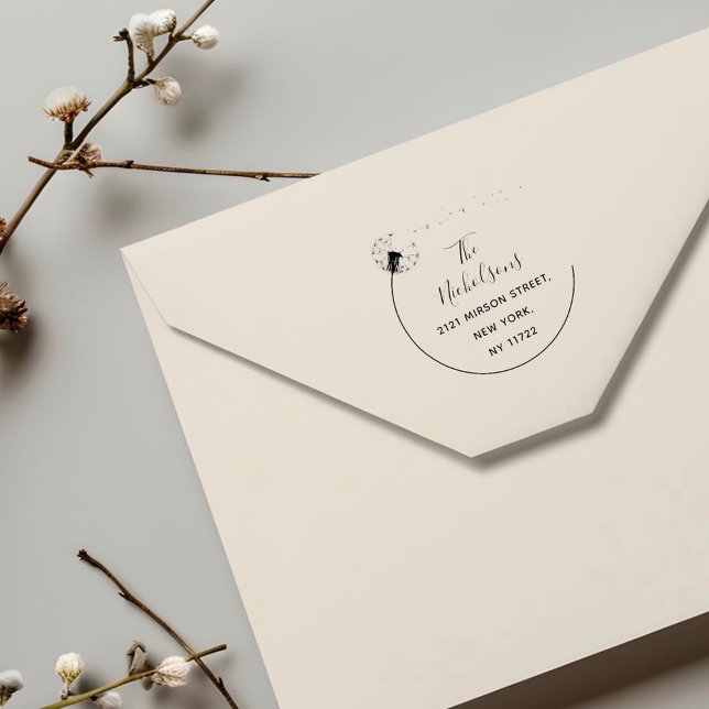Tampons Encreurs Élégant Dandelion Flower Adresse de retour (Créateur téléchargé)