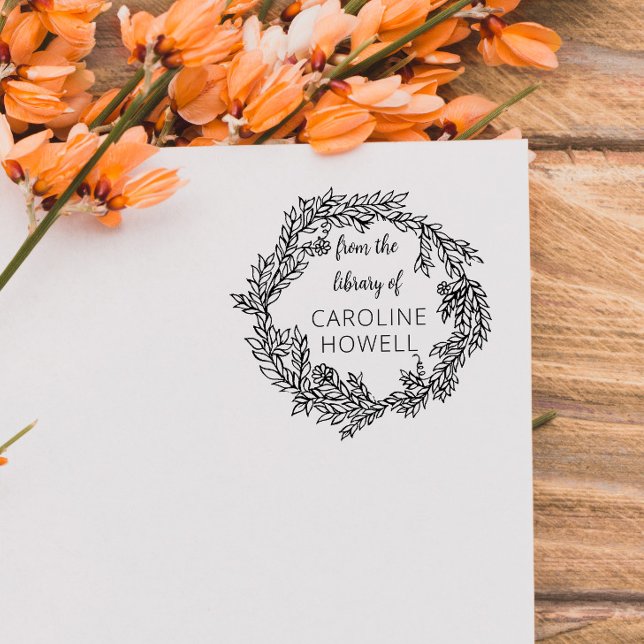 Tampons Encreurs Élégant Feuille Simple De La Bibliothèque De L'Aut (Créateur téléchargé)