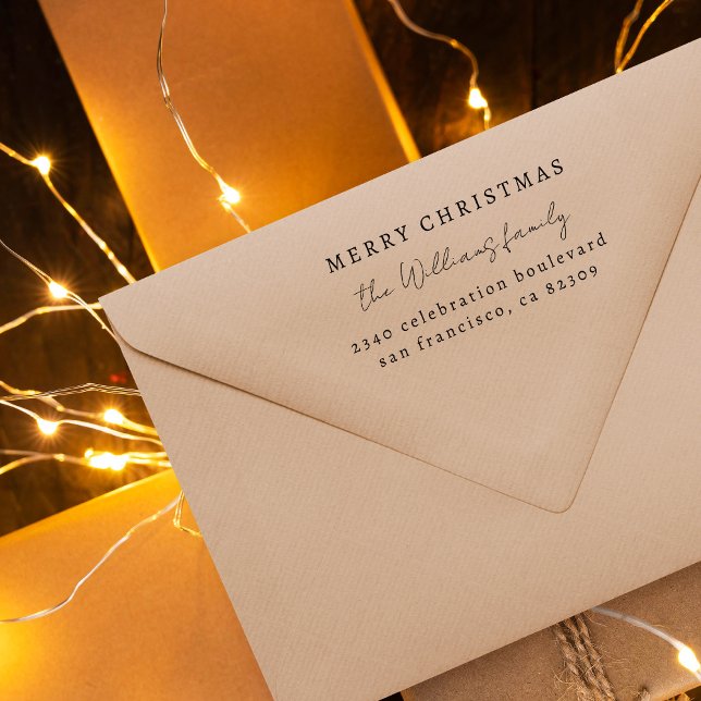 Tampons Encreurs Élégant Joyeux Noël Famille Adresse de retour (Créateur téléchargé)