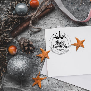 Tampons Encreurs Elegant Joyeux Noël Unicorne Adresse de retour