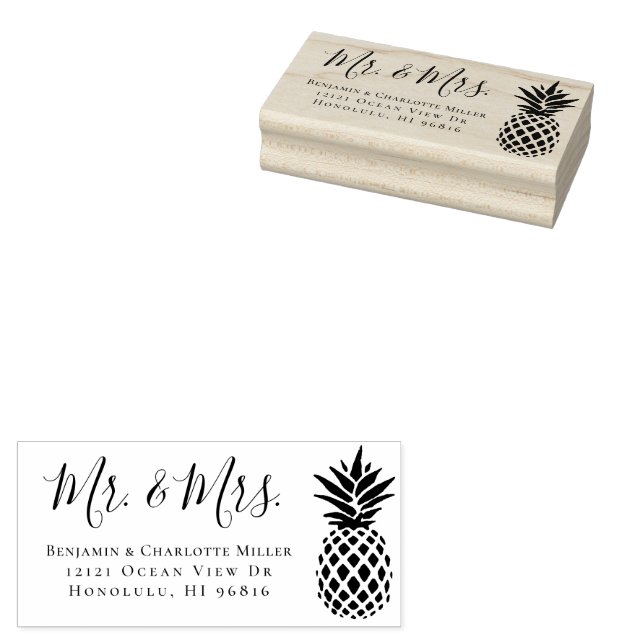Tampons Encreurs Élégant mariage d'ananas M & Mme adresse de retour (Tamponné)