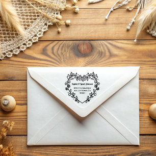Tampons Encreurs Élégant Mariage du coeur floral Adresse de retour