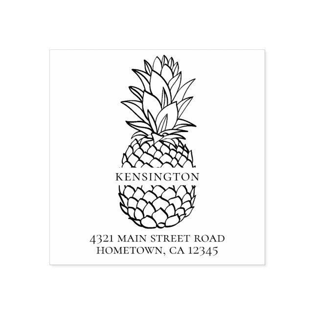 Tampons Encreurs Elegant Modern Pineapple Nom de famille Adresse (Impression)