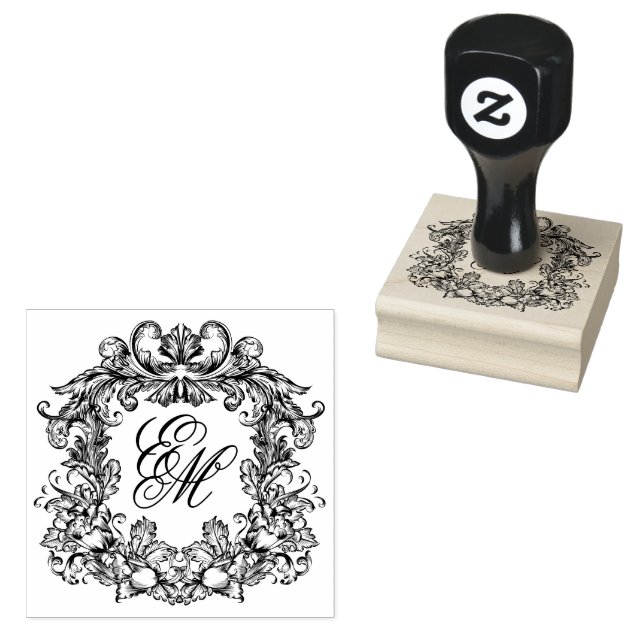 Tampons Encreurs Élégant Monogramme Mariage de crête (Tamponné)