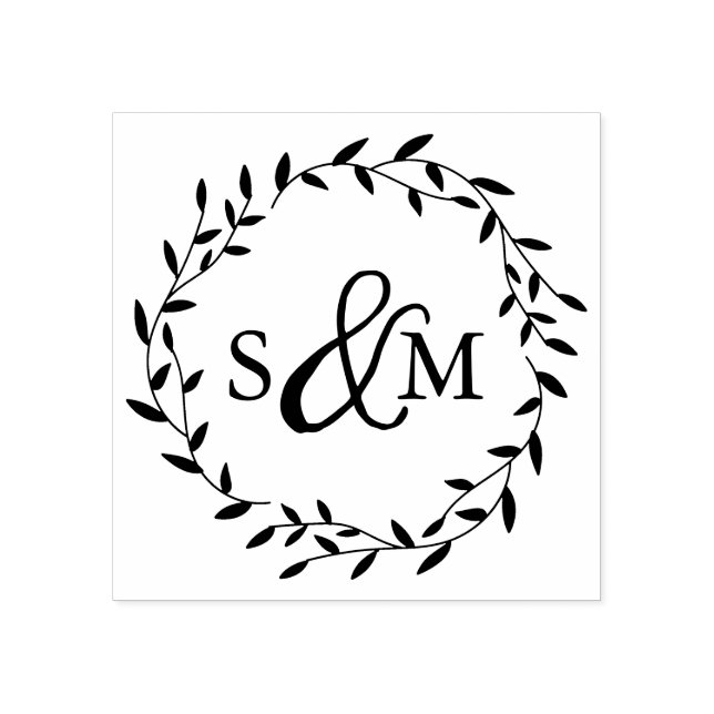 Tampons Encreurs Élégant Monogramme Mariage Floral (Impression)
