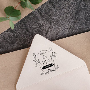 Tampons Encreurs Élégant Monogramme Mariage Floral