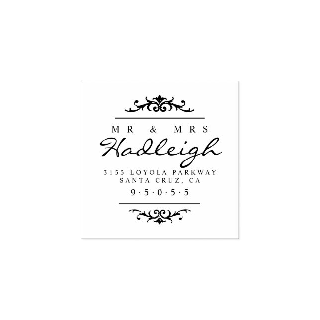 Tampons Encreurs Elegant Mr & Mrs Script Mariage Adresse de retour (Impression)