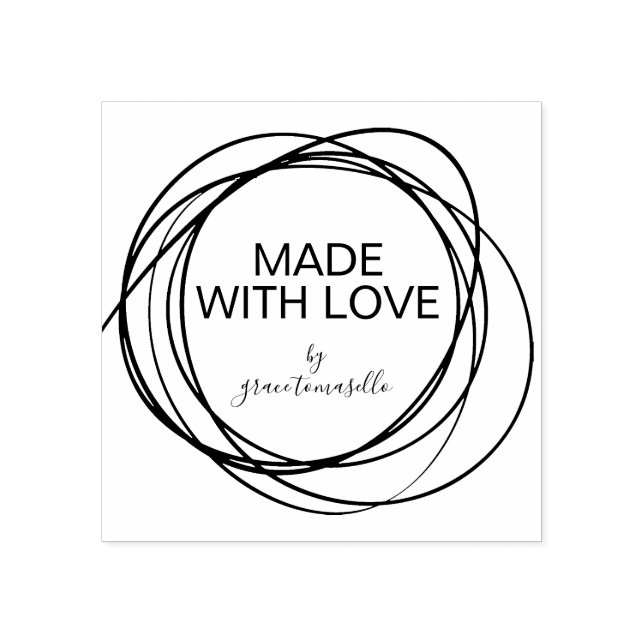 Tampons Encreurs Élégant Scribble Rond Fabriqué Avec Amour Personna (Impression)