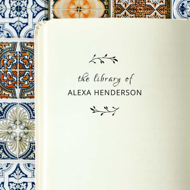 Tampons Encreurs Élégant Script Botanique De La Bibliothèque Du Liv (Créateur téléchargé)