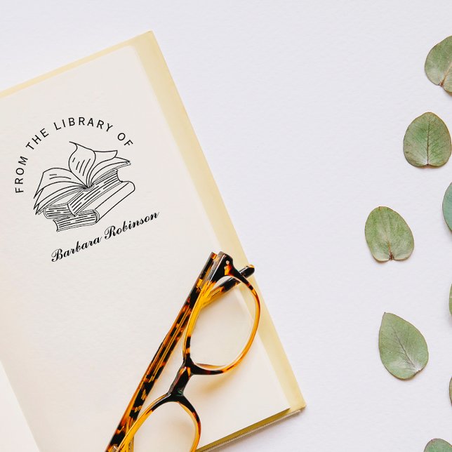 Tampons Encreurs Élégant script manuel de bibliothèque personnalisé (Créateur téléchargé)