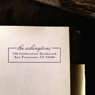 Tampons Encreurs Élégant Script Nom de famille Vintage Adresse de r