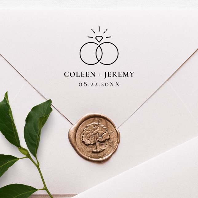 Tampons Encreurs Elegant Wedding Rings Custom Save The Date (Créateur téléchargé)