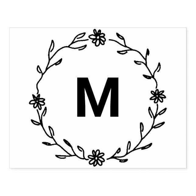 Tampons Encreurs ♥ Élégante couronne florale Monogramme ♥ (Impression)
