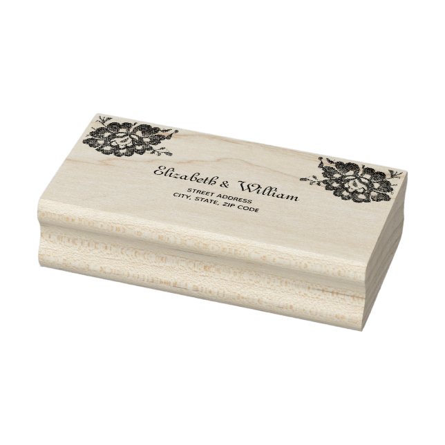 Tampons Encreurs Elégante dentelle florale sur Mariage bleu marine (Tampon)