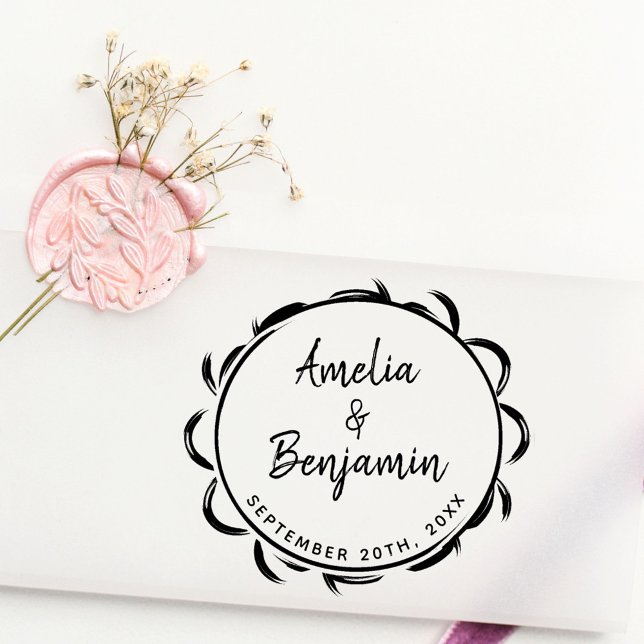 Tampons Encreurs Élégante typographie du cadre Mariage des noms de  (Créateur téléchargé)