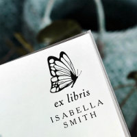 Élégante typographie Papillon Ex Libris Plaque