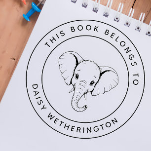 Tampons Encreurs Eléphant Personnalisé Ce livre appartient au nom d