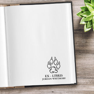 Tampons Encreurs Empreinte de Patte de Loup Ex Libris Nom Personnal