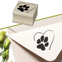 Tampons Encreurs Empreinte de patte sur Heart Cute Simple Amoureux 