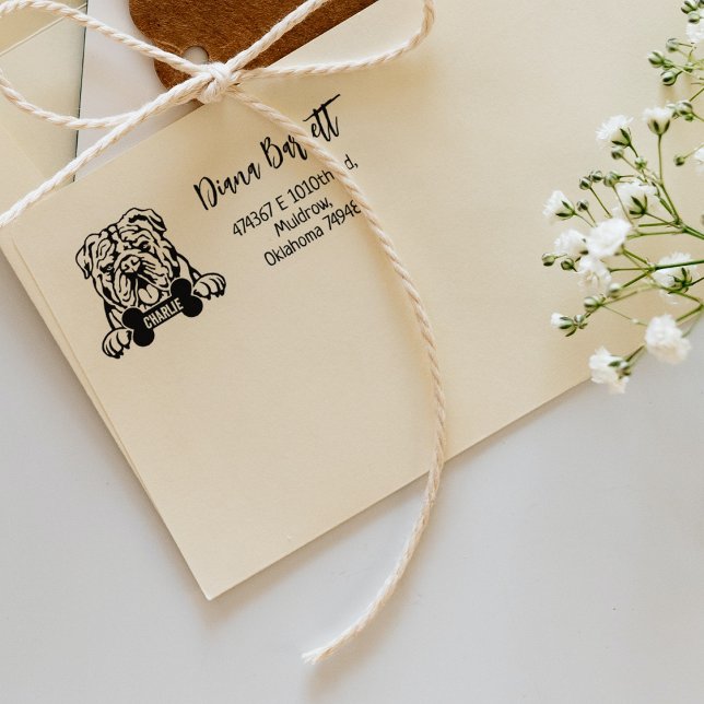 Tampons Encreurs English Bulldog Adresse de retour, Chien de race (Créateur téléchargé)