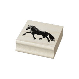 Tampons Encreurs Étalon noir frison, la beauté noire, cheval