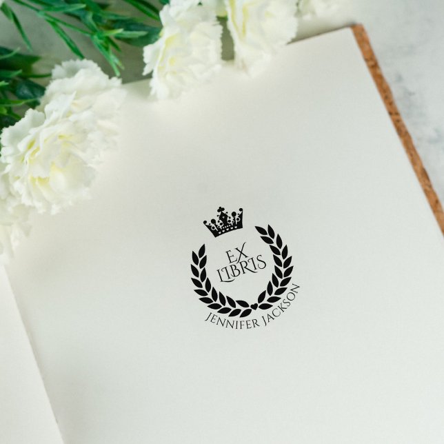 Tampons Encreurs Ex Libris Couronne et Couronne de Livre de Bibliot (Créateur téléchargé)