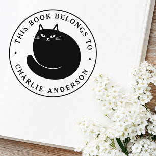 Tampons Encreurs Ex-libris de chat noir pour bibliothèque