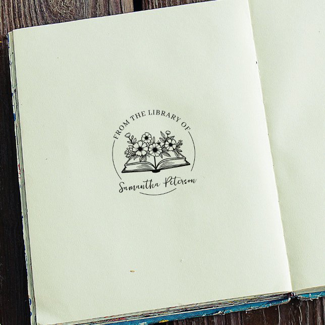 Tampons Encreurs Ex-libris de style moderne, livre de fleurs sauvag (Créateur téléchargé)