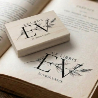 Tampons Encreurs Ex Libris Élégant Simple Botanique Initial Nom