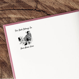 Tampons Encreurs Ex-libris floral Zèbre bleu coloré Daisy