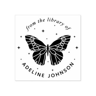 Tampons Encreurs Ex Libris Papillon Personnalisé De la Bibliothèque