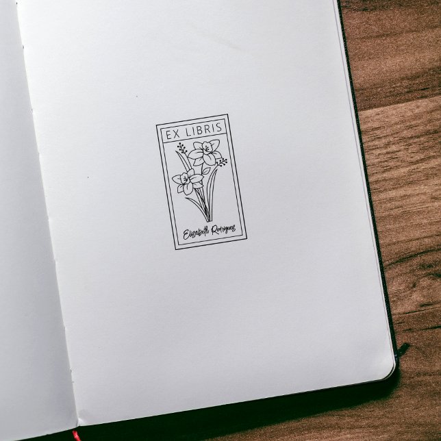 Tampons Encreurs Ex Libris Personnalisé Élégant de Fleur (Créateur téléchargé)