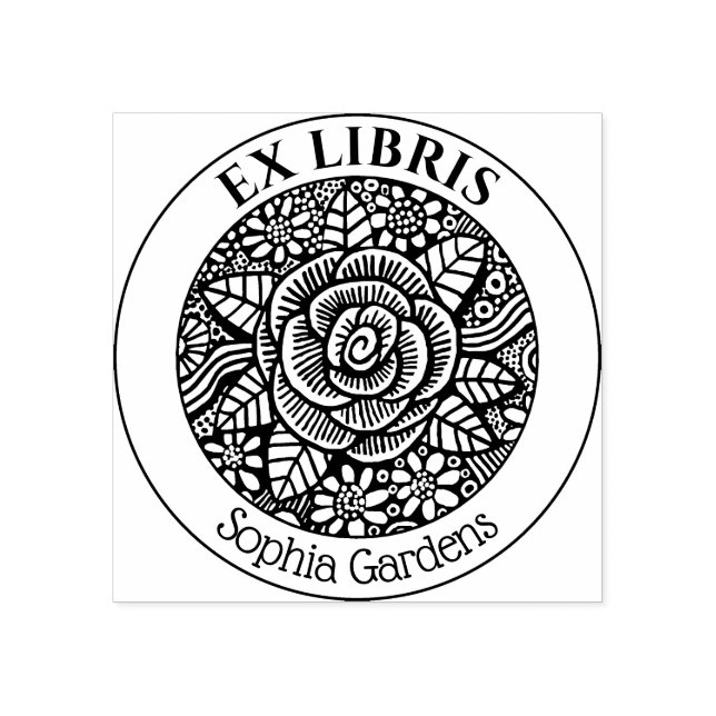 Tampons Encreurs Ex Libris - Rose Dessin autocollant Timbre (Impression)
