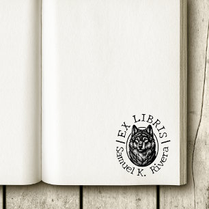 Tampons Encreurs Ex Libris Tête de Loup Nom Personnalisé Livre