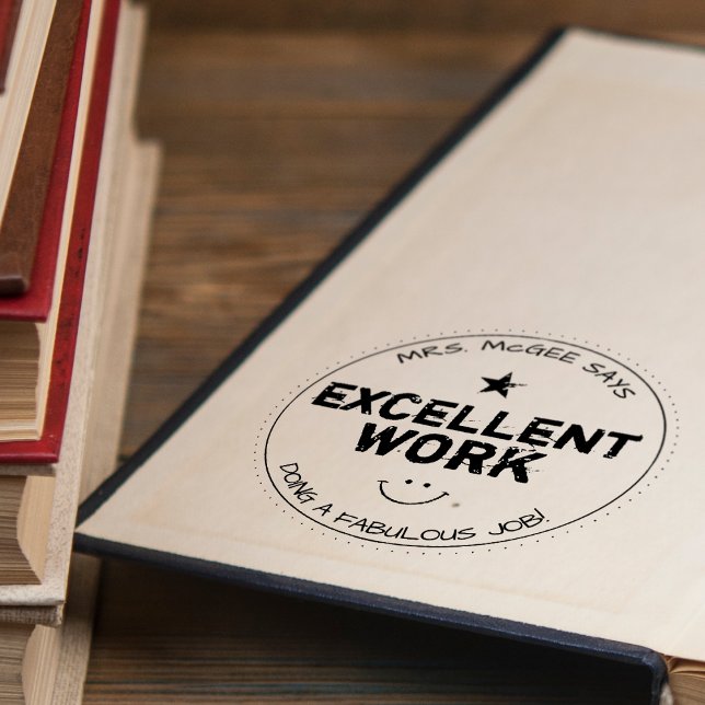 Tampons Encreurs Excellent travail | Enseignants personnalisés (Excellent Work | Personalized Teachers Rubber Stamp)