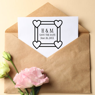 Tampons Encreurs Faire-part de mariage à bordure de cœur simple