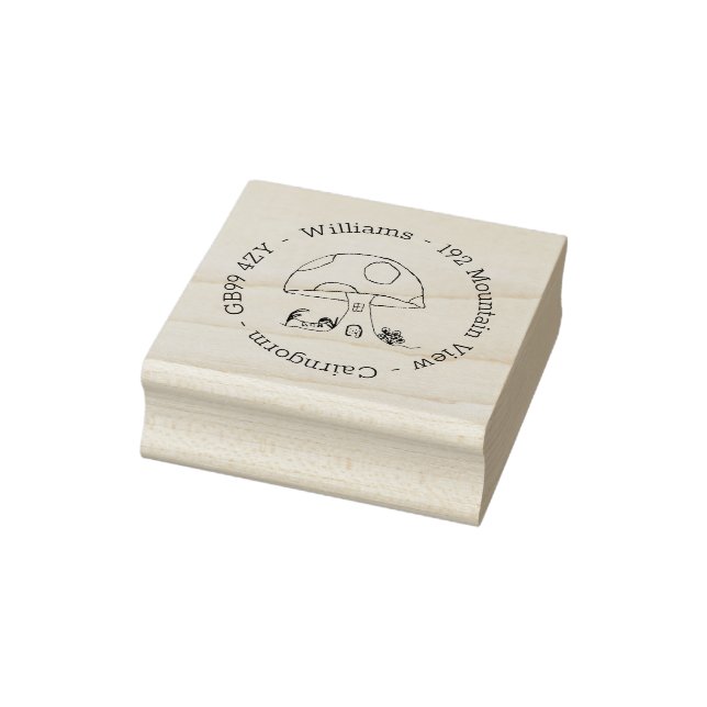 Tampons Encreurs Fairy Tale Toadstool House Adresse Timbre en caout (Tampon)