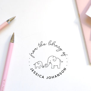 Tampons Encreurs Famille Eléphante Mignonne De L'Bibliothèque Du Li