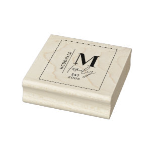 Tampons Encreurs Famille monogramme moderne marine gris élégant