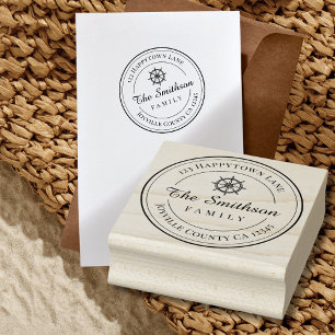 Tampons Encreurs Famille Nautique Adresse de retour Wood Art Timbre
