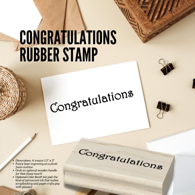 Tampons Encreurs Félicitations Timbre en caoutchouc (Congratulations Rubber Stamp)