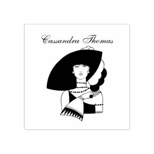 Tampons Encreurs Femme Art déco au grand chapeau gants RL