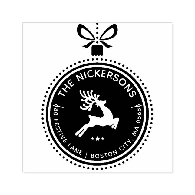 Tampons Encreurs Festif Holiday Reindeer Ornament Retour Adresse (Impression)