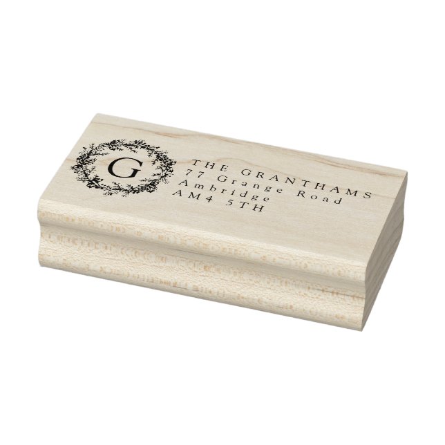Tampons Encreurs Feuilles de vacances & Berries Wreath Monogramme A (Tampon)